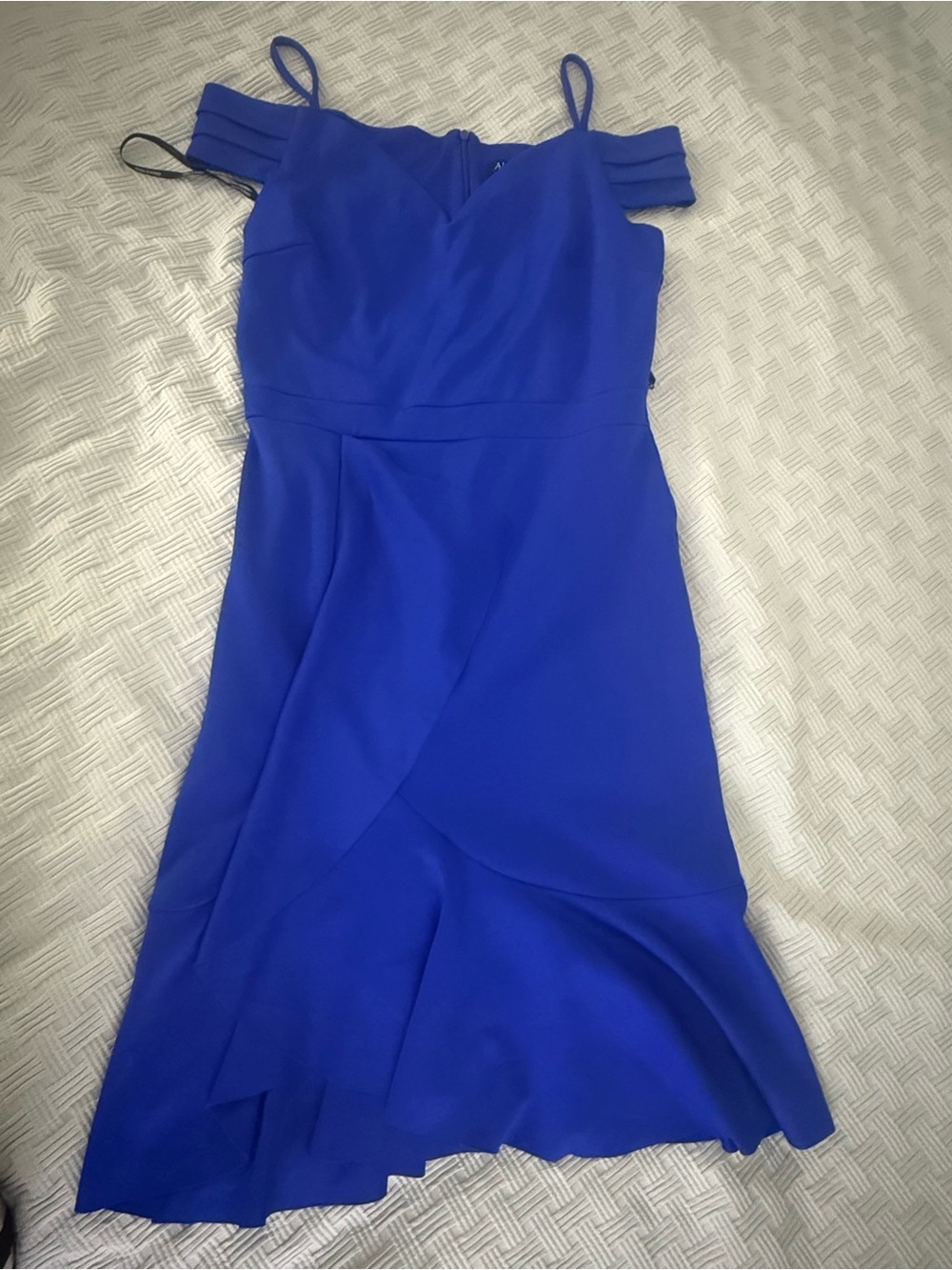 Midi Dress with Spaghetti & Off-Shoulder Straps in Royal Blue